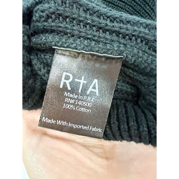 RTA Juliet Off-the-Shoulder Asymmetrical Ribbed Knit Sweater Black Women's XS - Picture 7 of 7